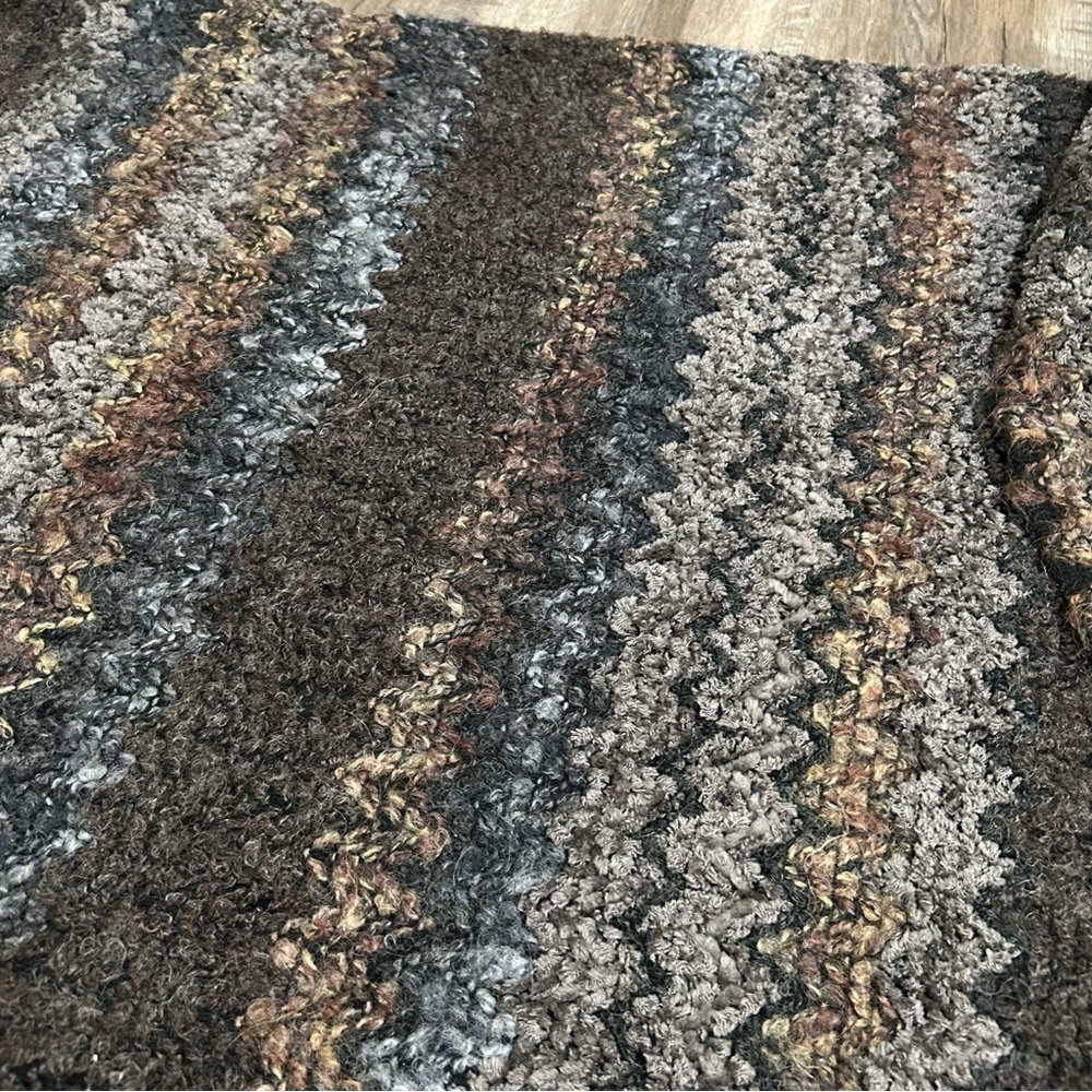 Vintage 1980s Oscar de la Renta Wool-Blend Shawl, Boho FringeWrap,Earth-Tones - Picture 11 of 16